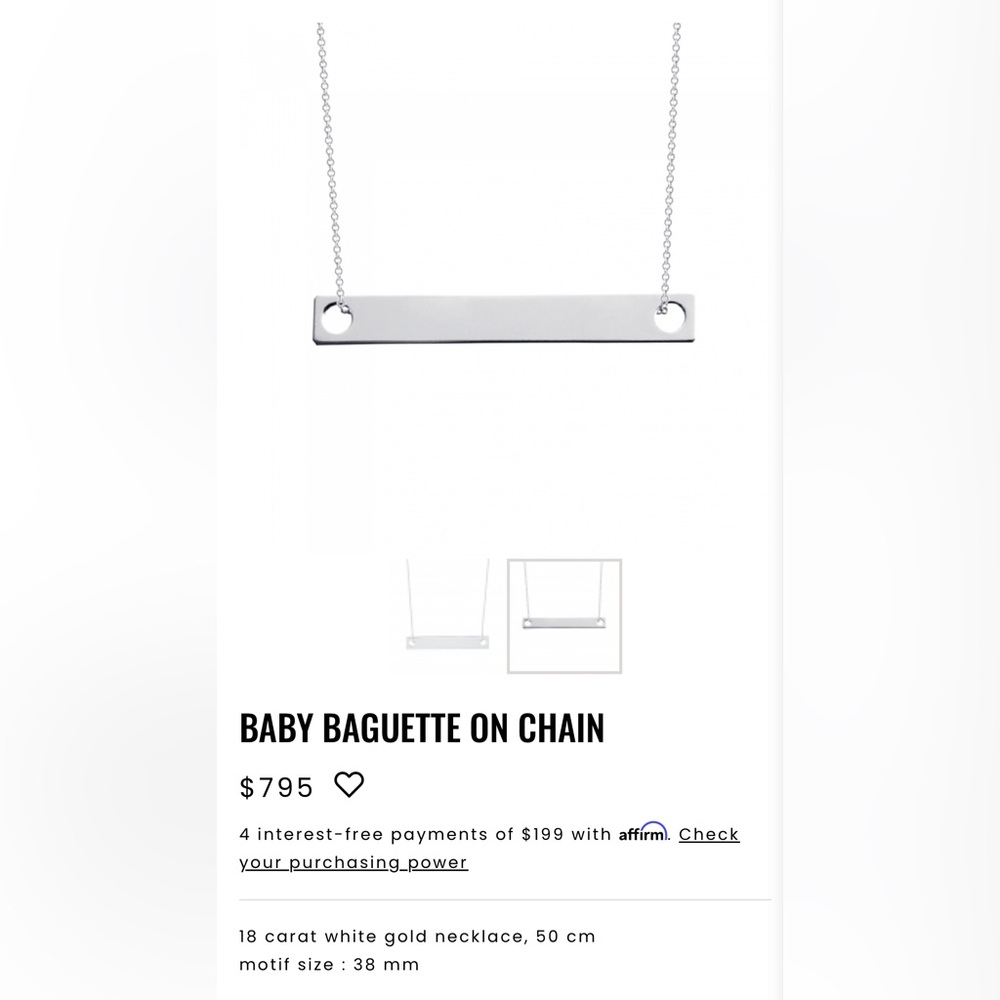 Ginette NY Baguette White 18k Gold Necklace